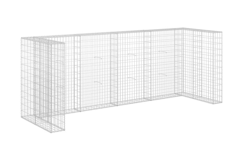 Gabionmur för soptunnor galvaniserat stål 320x100x120 cm - Silver - Hus & renovering - Insynsskydd & inhägnad - Mur