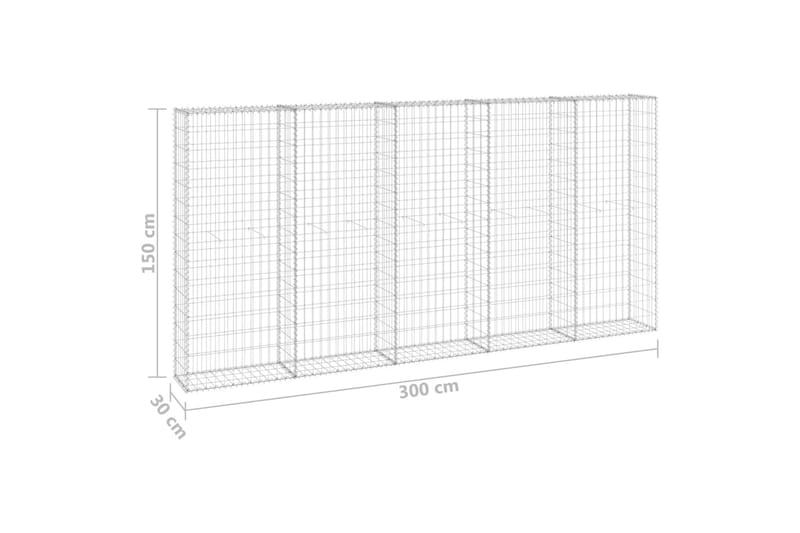 Gabionmur galvaniserat stål 300x30x150 cm - Silver - Hus & renovering - Insynsskydd & inhägnad - Mur