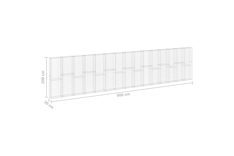 Gabionmur galvaniserat stål 900x30x200 cm - Silver - Hus & renovering - Insynsskydd & inhägnad - Mur