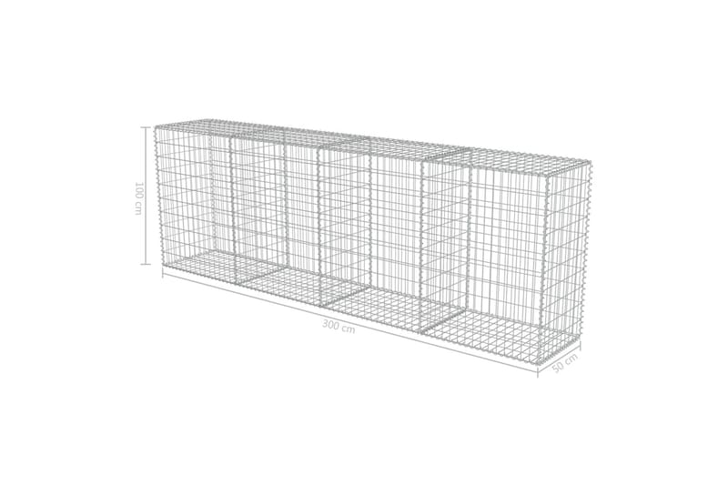 Gabionmur i galvaniserat stål 300x50x100 cm - Silver - Hus & renovering - Insynsskydd & inhägnad - Mur