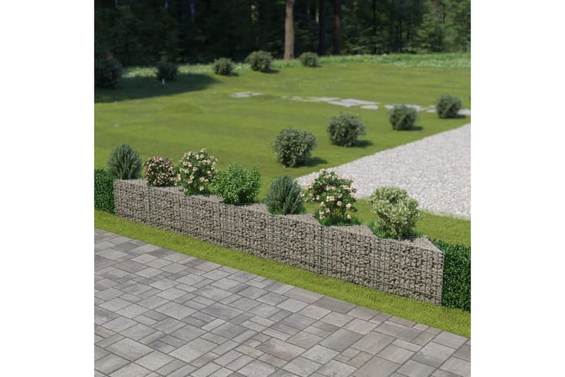 Gabionmur i galvaniserat stål 450x42x50 cm - Silver - Hus & renovering - Insynsskydd & inhägnad - Mur