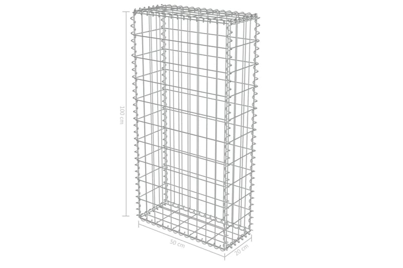 Gabionmur i galvaniserat stål 50x20x100 cm - Silver - Gabion