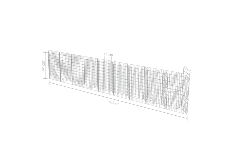 Gabionmur i galvaniserat stål 630x30x100 cm - Silver - Hus & renovering - Insynsskydd & inhägnad - Mur