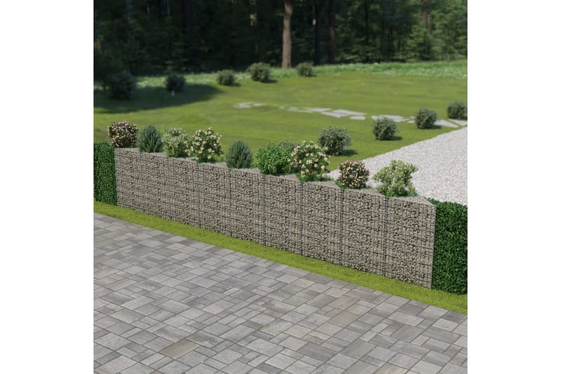 Gabionmur i galvaniserat stål 630x30x100 cm - Silver - Hus & renovering - Insynsskydd & inhägnad - Mur
