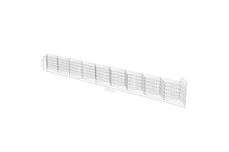 Gabionmur i galvaniserat stål 630x30x50 cm - Silver - Gabion