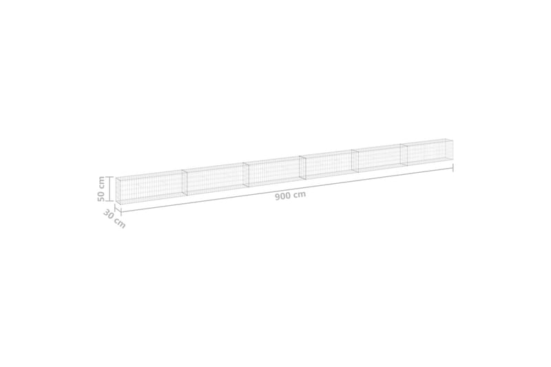 Gabionmur i galvaniserat stål 900x30x50 cm - Silver - Hus & renovering - Insynsskydd & inhägnad - Mur