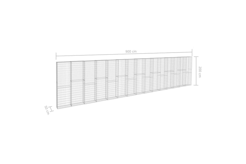 Gabionmur i galvaniserat stål 900x50x200 cm - Silver - Hus & renovering - Insynsskydd & inhägnad - Mur