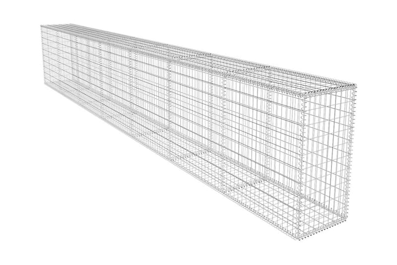 Gabionmur med lock galvaniserat stål 600x50x100 cm - Silver - Hus & renovering - Insynsskydd & inhägnad - Mur
