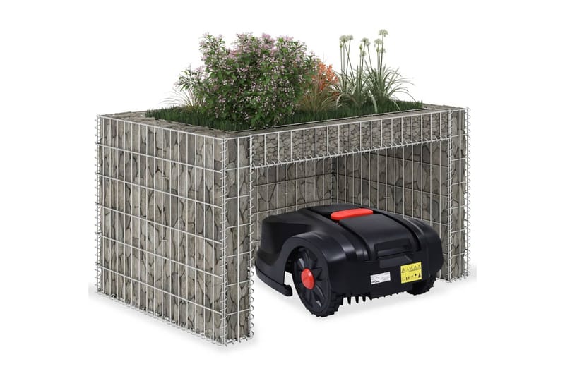 Garage för gräsklippare och blombädd 110x80x60 cm ståltråd - Silver - Gabion