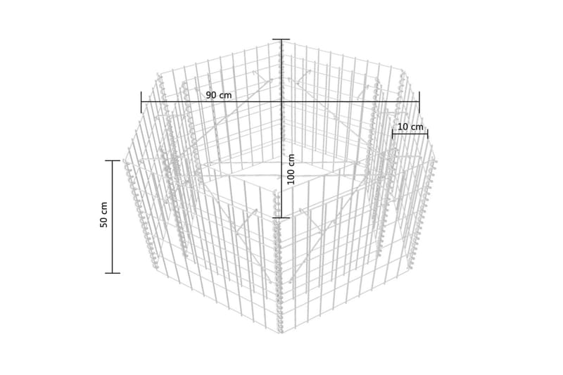Hexagonal planteringsgabion upphöjd 100x90x50 cm - Silver - Hus & renovering - Insynsskydd & inhägnad - Mur
