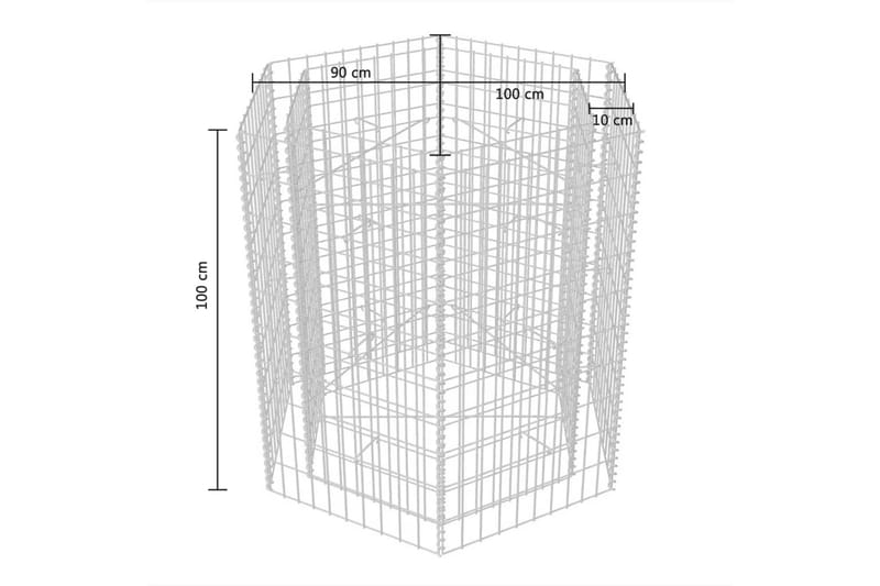 Hexagonal planteringsgabion upphöjd 100x90x100 cm - Silver - Gabion