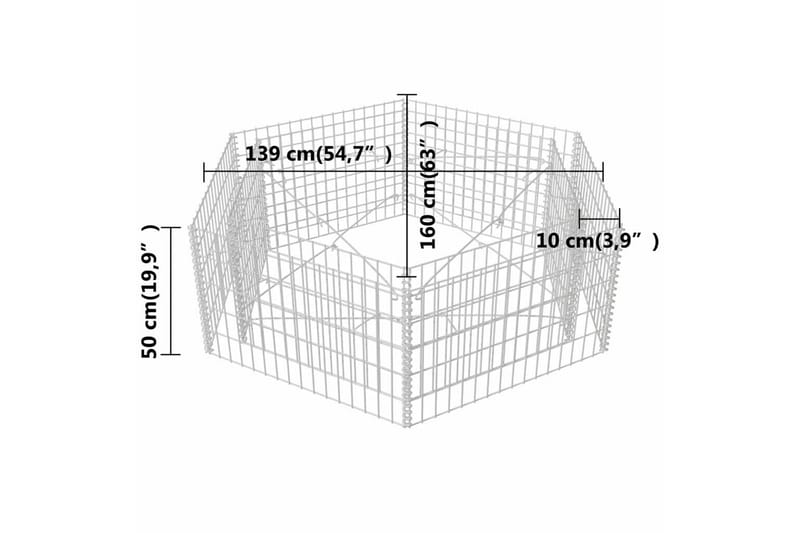 Hexagonal planteringsgabion upphöjd 160x140x50 cm - Silver - Hus & renovering - Insynsskydd & inhägnad - Mur