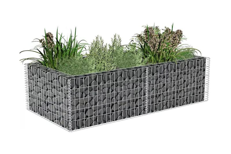 Planteringsgabion galvaniserat stål 180x90x50 cm - Silver - Gabion