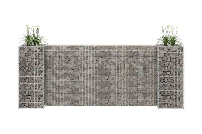 Planteringsgabion H-formad stål 260x40x100 cm - Silver - Gabion