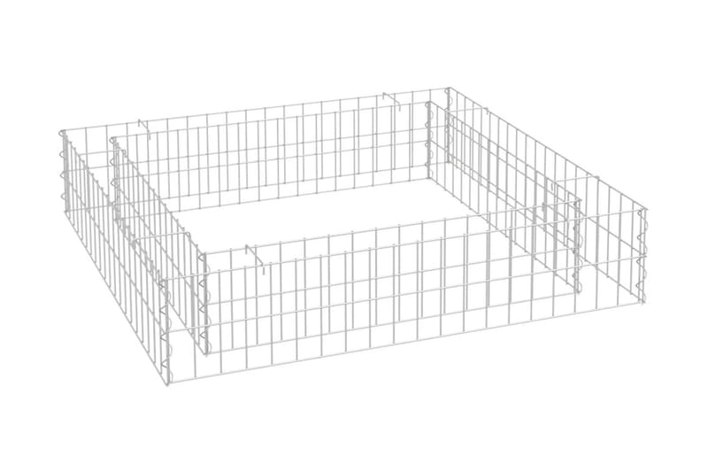 Planteringsgabion upphöjd galvaniserat stål 100x100x20 cm - Silver - Hus & renovering - Insynsskydd & inhägnad - Mur