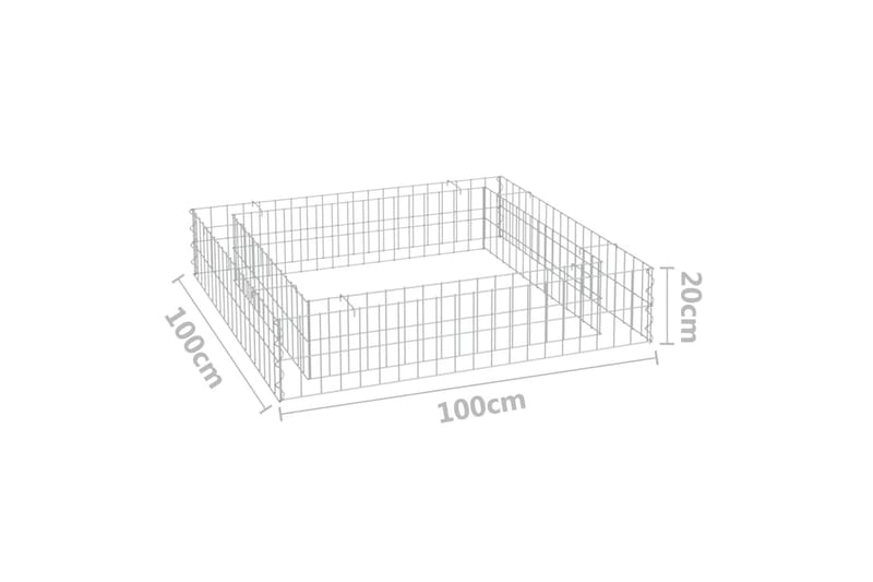 Planteringsgabion upphöjd galvaniserat stål 100x100x20 cm - Silver - Hus & renovering - Insynsskydd & inhägnad - Mur