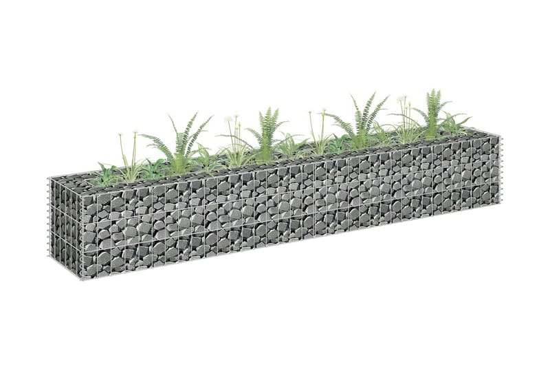 Planteringsgabion upphöjd galvaniserat stål 180x30x30 cm - Silver - Gabion