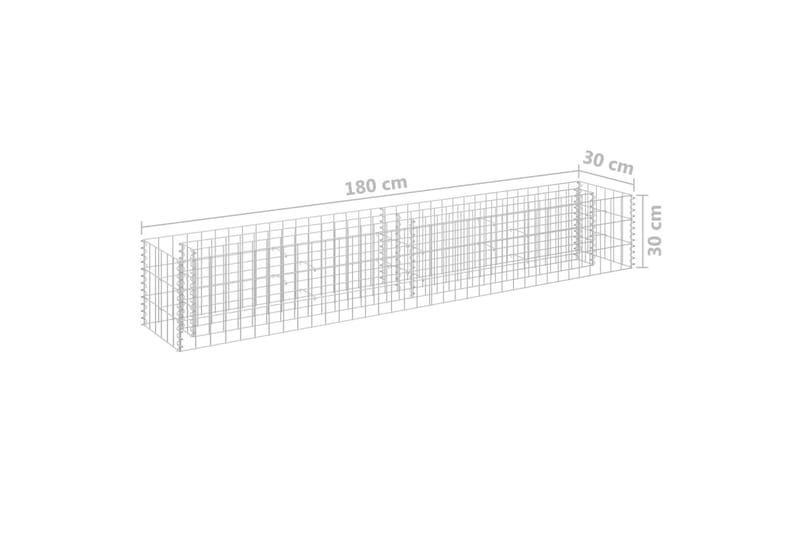 Planteringsgabion upphöjd galvaniserat stål 180x30x30 cm - Silver - Gabion