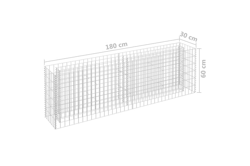 Planteringsgabion upphöjd galvaniserat stål 180x30x60 cm - Silver - Hus & renovering - Insynsskydd & inhägnad - Mur