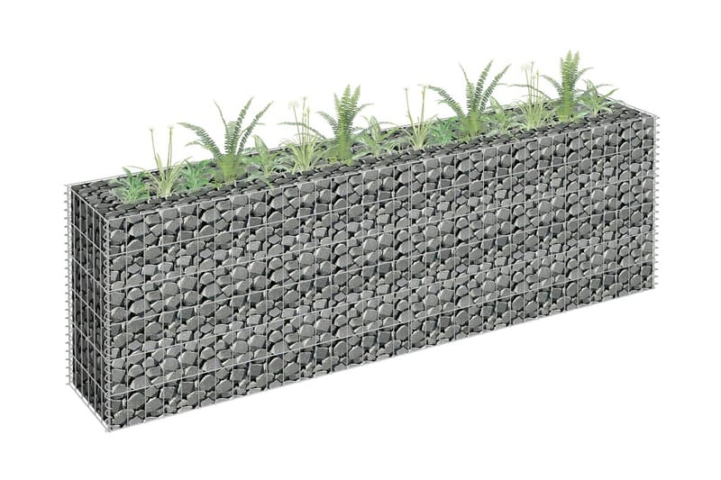Planteringsgabion upphöjd galvaniserat stål 180x30x60 cm - Silver - Gabion