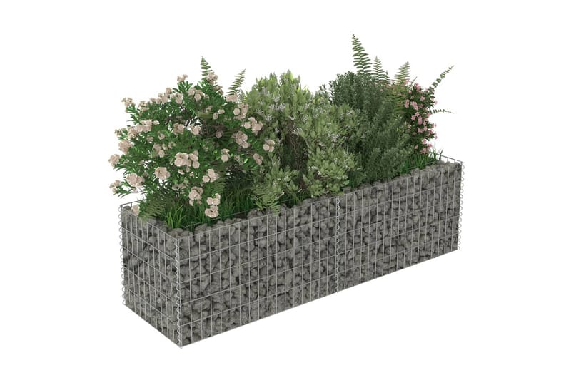 Planteringsgabion upphöjd galvaniserat stål 180x50x50 cm - Silver - Gabion