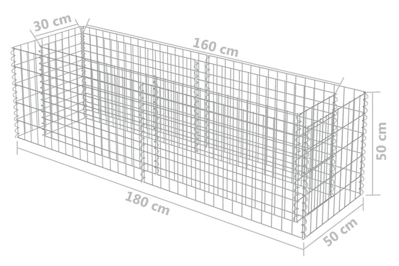 Planteringsgabion upphöjd galvaniserat stål 180x50x50 cm - Silver - Hus & renovering - Insynsskydd & inhägnad - Mur