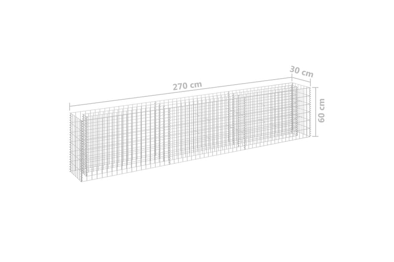 Planteringsgabion upphöjd galvaniserat stål 270x30x60 cm - Silver - Hus & renovering - Insynsskydd & inhägnad - Mur