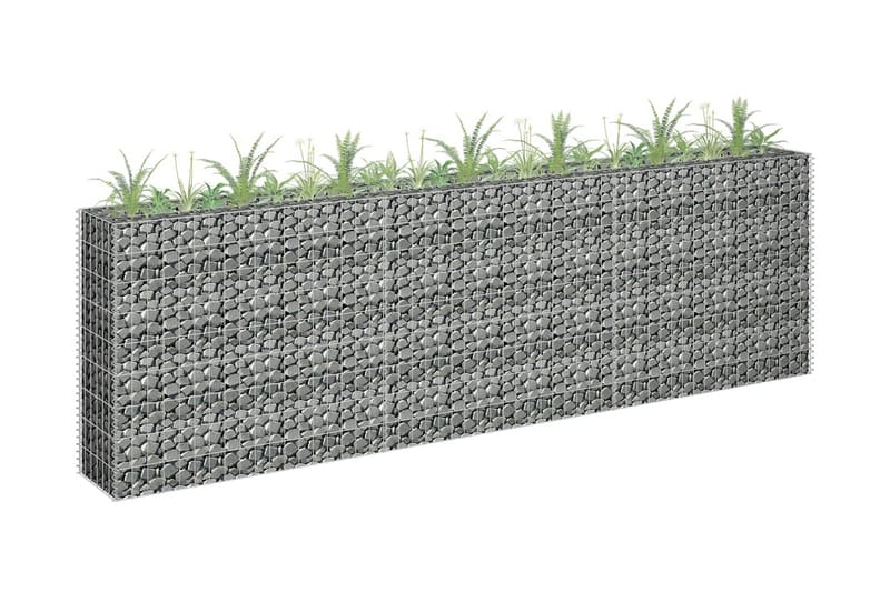 Planteringsgabion upphöjd galvaniserat stål 270x30x90 cm - Silver - Gabion