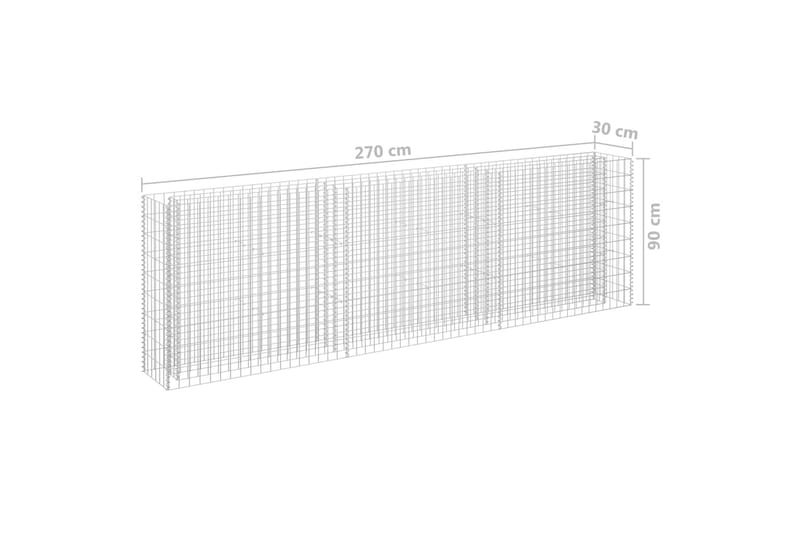 Planteringsgabion upphöjd galvaniserat stål 270x30x90 cm - Silver - Gabion