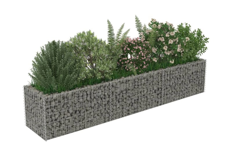 Planteringsgabion upphöjd galvaniserat stål 270x50x50 cm - Silver - Gabion