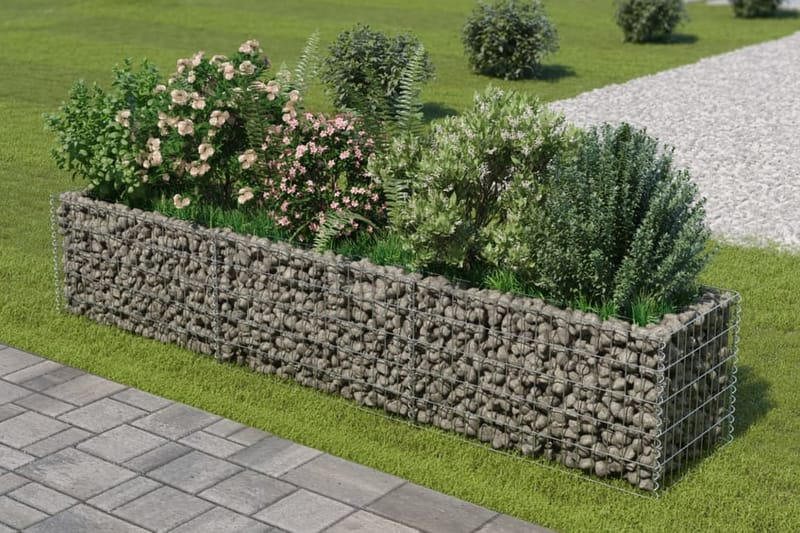Planteringsgabion upphöjd galvaniserat stål 270x50x50 cm - Silver - Hus & renovering - Insynsskydd & inhägnad - Mur
