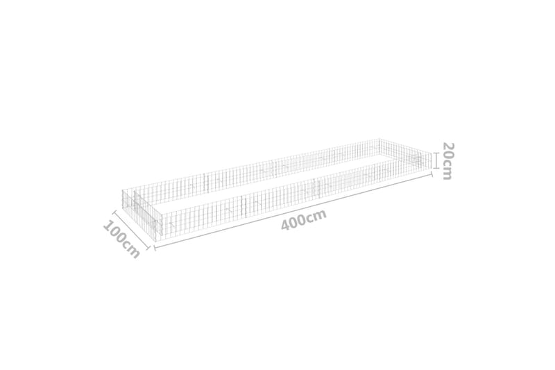 Planteringsgabion upphöjd galvaniserat stål 400x100x20 cm - Silver - Hus & renovering - Insynsskydd & inhägnad - Mur
