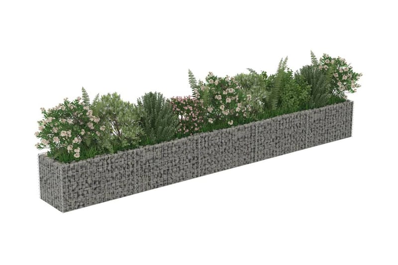 Planteringsgabion upphöjd galvaniserat stål 450x50x50 cm - Silver - Gabion