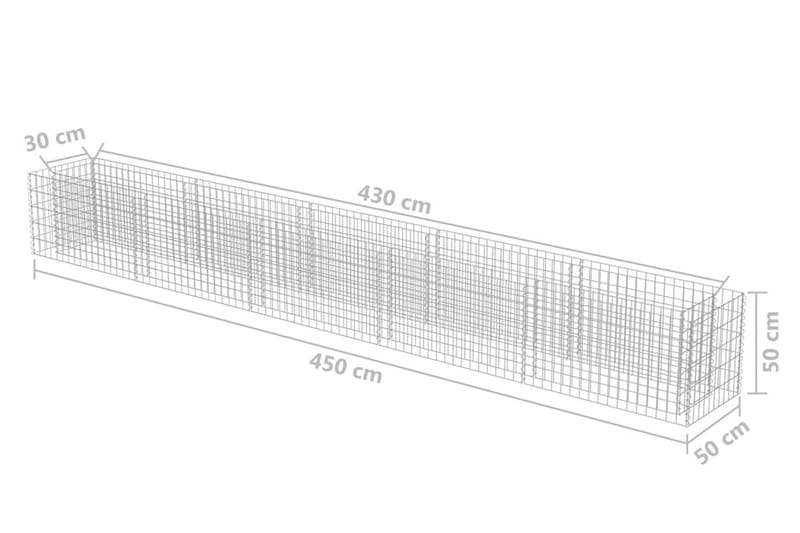 Planteringsgabion upphöjd galvaniserat stål 450x50x50 cm - Silver - Hus & renovering - Insynsskydd & inhägnad - Mur