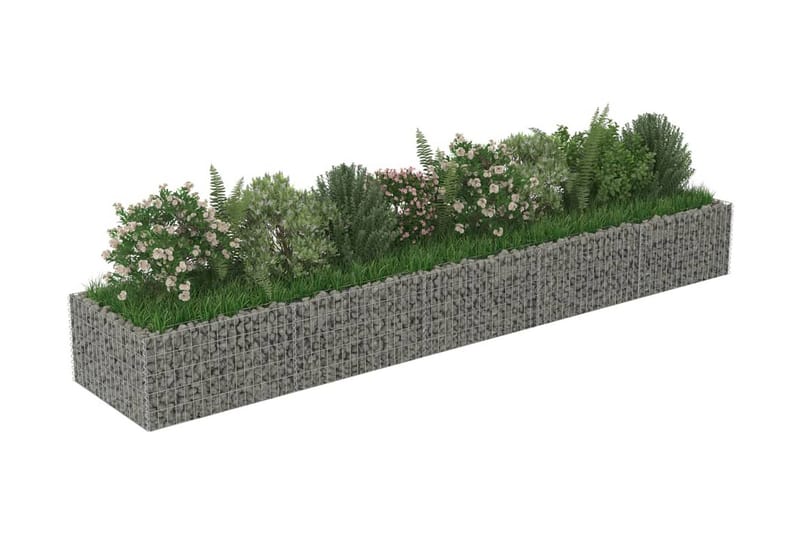 Planteringsgabion upphöjd galvaniserat stål 450x90x50 cm - Silver - Gabion