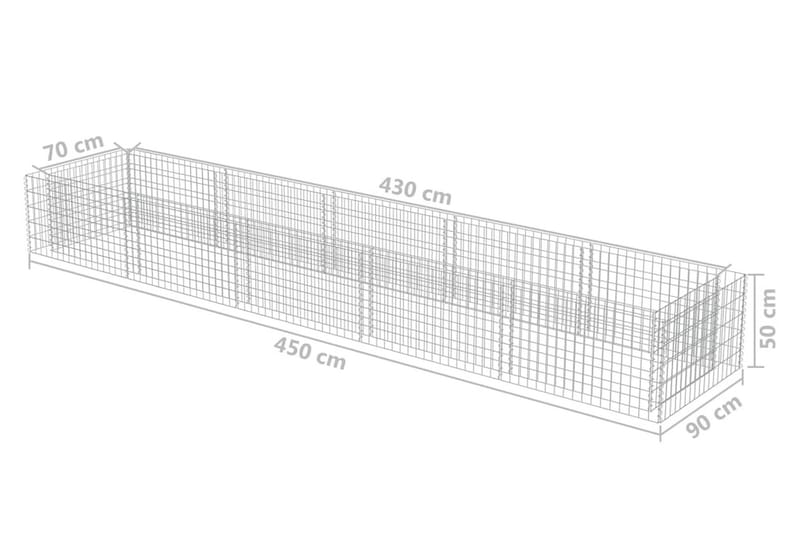 Planteringsgabion upphöjd galvaniserat stål 450x90x50 cm - Silver - Hus & renovering - Insynsskydd & inhägnad - Mur