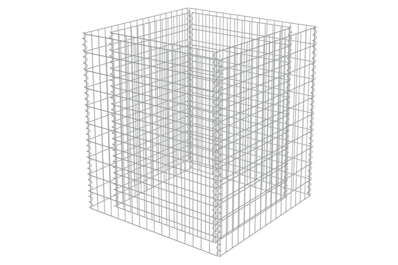 Planteringsgabion upphöjd galvaniserat stål 90x90x100 cm - Silver - Hus & renovering - Insynsskydd & inhägnad - Mur