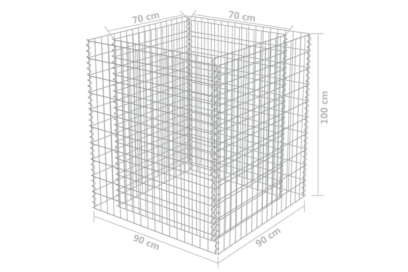 Planteringsgabion upphöjd galvaniserat stål 90x90x100 cm - Silver - Hus & renovering - Insynsskydd & inhägnad - Mur