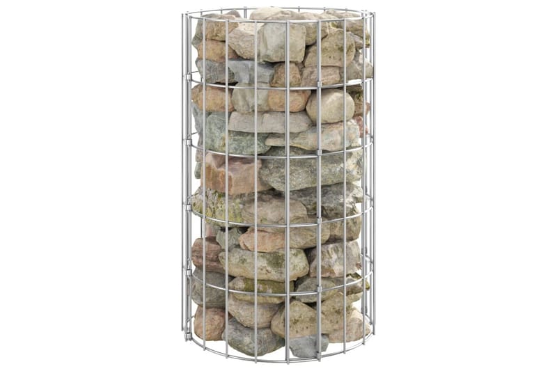 Planteringsgabion upphöjd rund galvaniserat stål 30x50 cm - Silver - Gabion