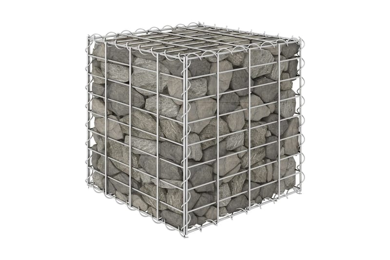 Planteringsgabion upphöjd stål 40x40x40 cm - Silver - Gabion