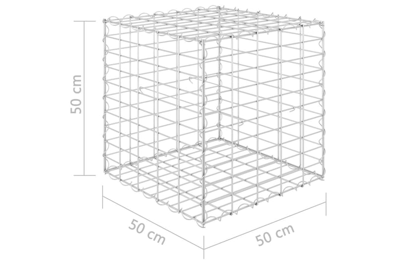 Planteringsgabion upphöjd stål 50x50x50 cm - Silver - Gabion