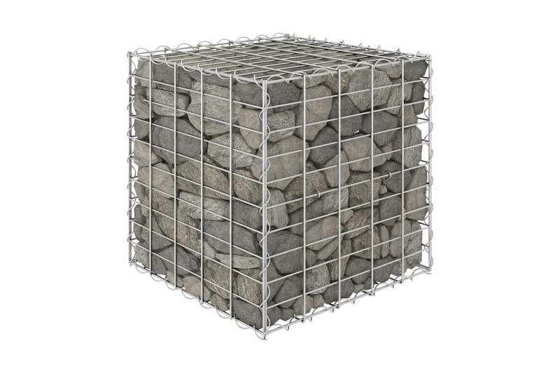 Planteringsgabion upphöjd stål 50x50x50 cm - Silver - Gabion