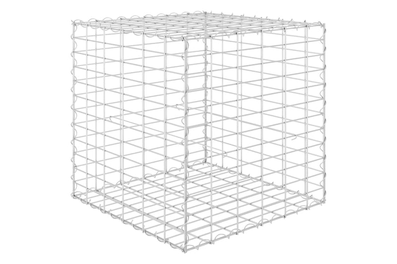 Planteringsgabion upphöjd stål 60x60x60 cm - Silver - Hus & renovering - Insynsskydd & inhägnad - Mur