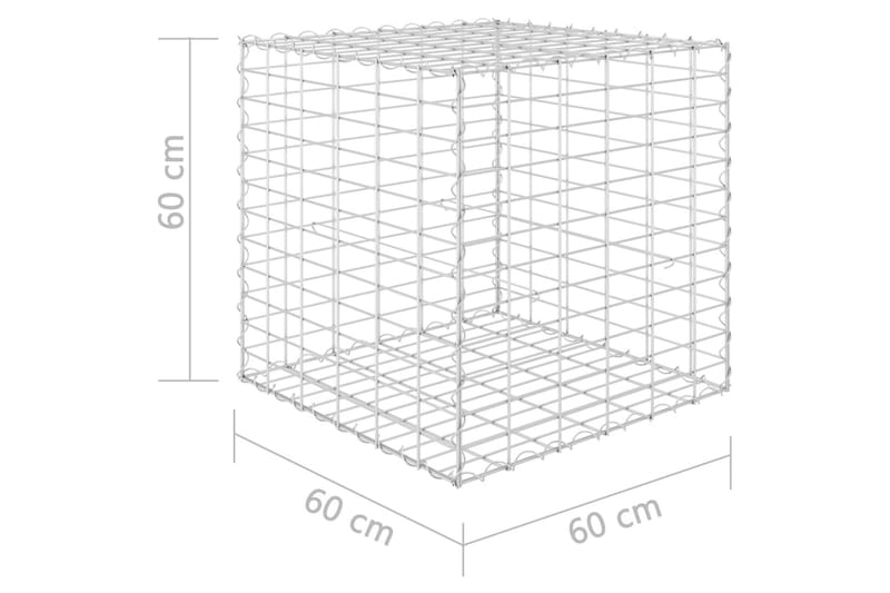 Planteringsgabion upphöjd stål 60x60x60 cm - Silver - Hus & renovering - Insynsskydd & inhägnad - Mur