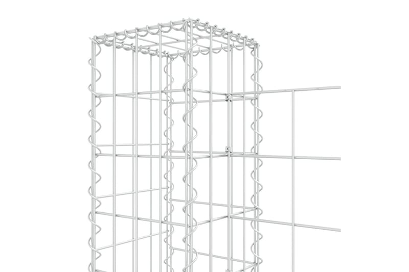 U-formad Gabionkorg med 2 stolpar järn 140x20x100 cm - Silver - Hus & renovering - Insynsskydd & inhägnad - Mur