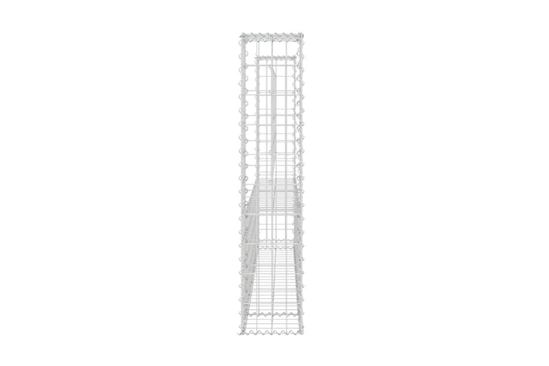 U-formad Gabionkorg med 2 stolpar järn 140x20x100 cm - Silver - Hus & renovering - Insynsskydd & inhägnad - Mur