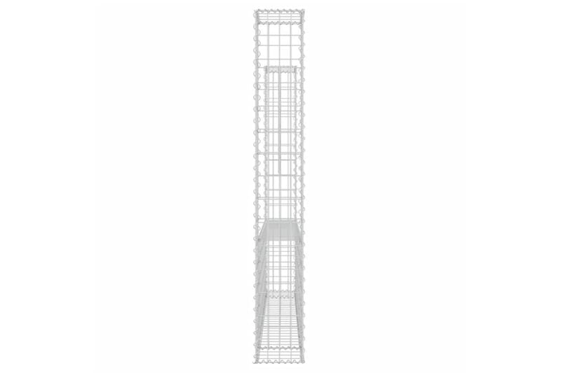 U-formad Gabionkorg med 2 stolpar järn 140x20x150 cm - Silver - Gabion