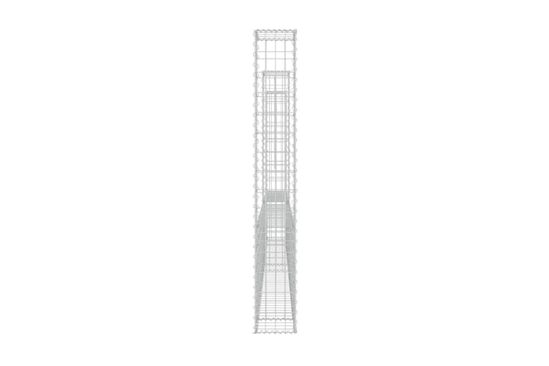 U-formad gabionkorg med 3 stolpar järn 260x20x150 cm - Silver - Gabion
