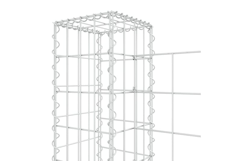 U-formad gabionkorg med 5 stolpar järn 500x20x100 cm - Silver - Gabion