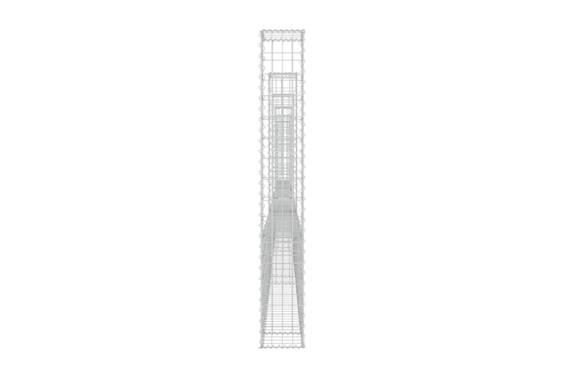U-formad gabionkorg med 6 stolpar järn 620x20x150 cm - Silver - Gabion